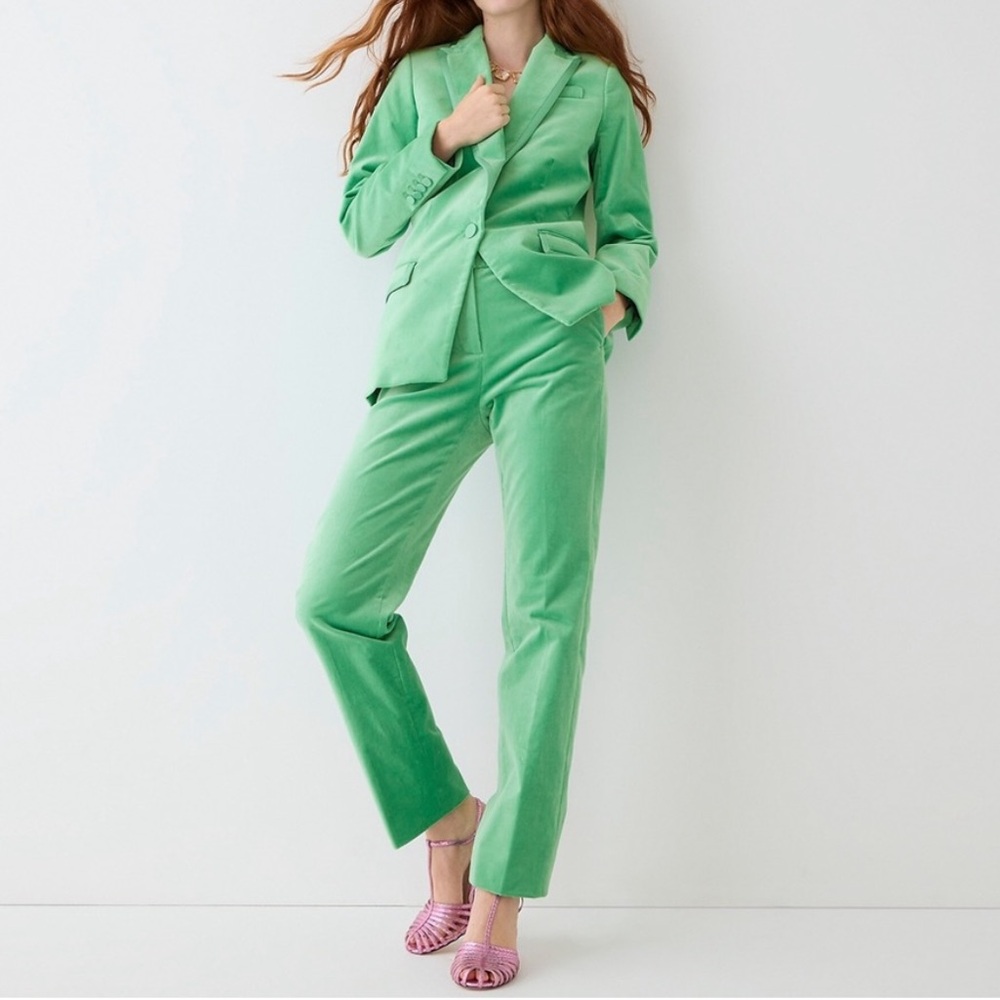 J.Crew Full-Length Kate Straight-Leg Pant in Stretch Velvet
